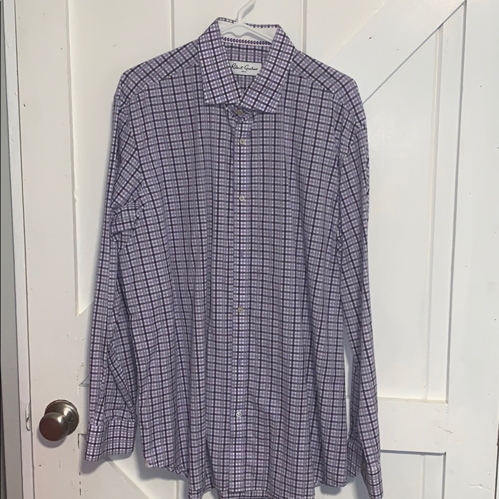 Robert Graham long sleeve purple plaid dress shirt